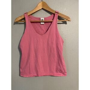 EllemennO Tank Top Womens Large Pink Adjustable Strap Cotton Spandex Cropped Y2K